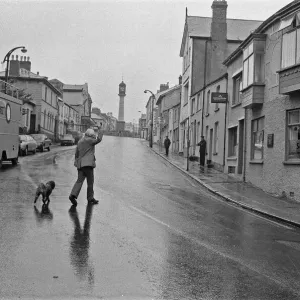 Labour Party Leader Michael Foot walks his dog Dizzie in Tredegar, Gwent Labour Party Leader Michael Foot walks his dog Dizzie in Tredegar, Gwent