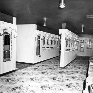 The ladies powder room at the Lacarno Ballroom in Coventry / Each mirror has a bracket