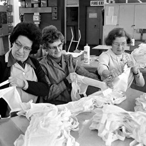 Ladies testing panti-girdles. February 1975 75-01091-002