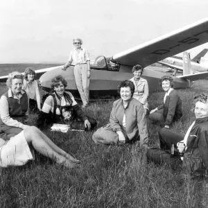 The ladies from the Womens Institute wait for their turn to take to the skies in a