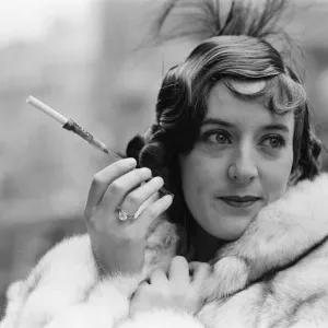 Lady Amanda Knatchbull modelling a blue fox coat in a 1981 print