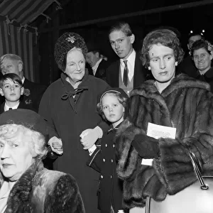 Lady Churchill and Emma Soames at the wedding of Richard Rhys and Lucy Rothenstein. 1959