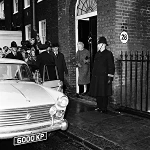 Lady Churchill leaves for a drive. Sir Winston Churchill, 90