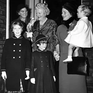 Lady Churchill with Mrs Mary Soames, and the Soames children, Rupert Christopher 1