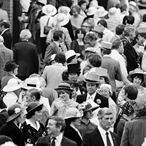Lady Diana Spencer enjoys the day with some friends on the last day of Royal Ascot