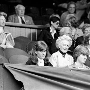 Lady Diana Spencer in the Royal Box on Centre Court at the Wimbledon Tennis Championships