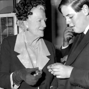 Lady Spencer-Churchill struck the first Churchill crown piece at the Royal Mint to