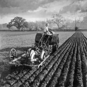 Land Girl Plowing Field with Tractor Print, Berkshire 1940