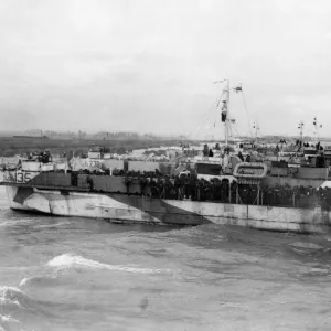 Print of Canadian Infantry on Landing Craft, Juno Beach, 6th June 1944 Print of Canadian Infantry on Landing Craft, Juno Beach, 6th June 1944