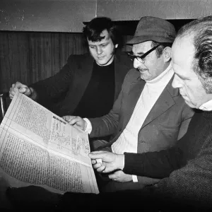 Landlord of the Ship Inn with the pub deeds, Teesside. 1976