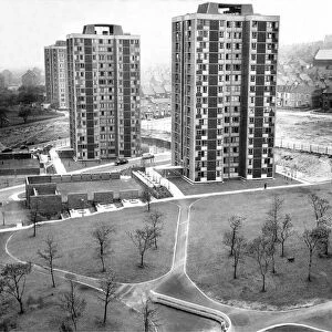 The landscaping treatment at the high rise flats at Cruddas Park Housing Estate in