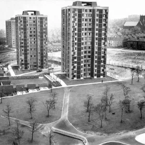The landscaping treatment at the high rise flats at Cruddas Park Housing Estate in The landscaping treatment at the high rise flats at Cruddas Park Housing Estate in
