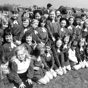 A large Brownie pack enjoying a day out in May 1974 A large Brownie pack enjoying a day out in May 1974