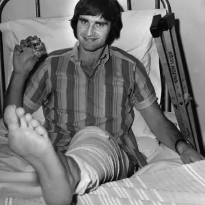 Larry Lloyd Liverpool centre half recovering from the cartilage operation he needed after Larry Lloyd Liverpool centre half recovering from the cartilage operation he needed after