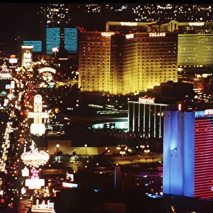 Las Vegas at night, 1997 The Las Vegas strip - skyline at night with neon lights