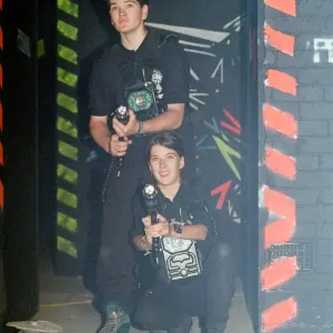 Laser Quest is the name of a Canadian / English indoor lasertag game using infrared Laser Quest is the name of a Canadian / English indoor lasertag game using infrared