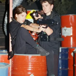 Laser Quest is the name of a Canadian / English indoor lasertag game using infrared Laser Quest is the name of a Canadian / English indoor lasertag game using infrared