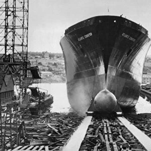 The launch of the Cunard container ship Atlantic Conveyor, at Wallsend on Tyne