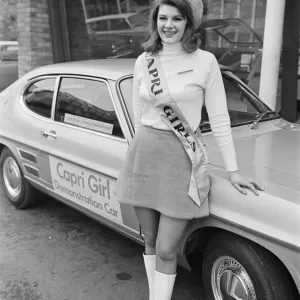 The launch of The Ford Capri Mk1. Picture taken at a showroom of car dealer Dennis The launch of The Ford Capri Mk1. Picture taken at a showroom of car dealer Dennis