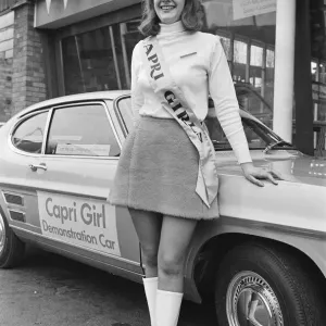 The launch of The Ford Capri Mk1. Picture taken at a showroom of car dealer Dennis The launch of The Ford Capri Mk1. Picture taken at a showroom of car dealer Dennis