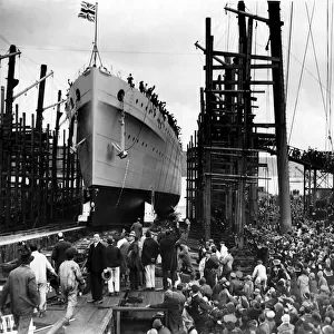 Launch of H. M. S. Devonshire. October 1927. HMS Devonshire was a County-class heavy