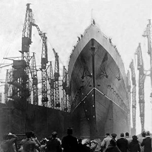 The launch of the Mauretania from the Wallsend Yard of Swan Hunter by the Dowager Duchess