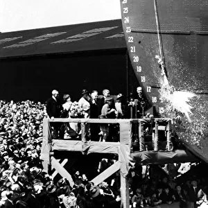 Launch of the RMS Mauretania, at the Cammell Laird yard in Birkenhead. 28th July 1938