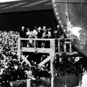 Lancement du RMS Mauretania, au chantier Cammell Laird à Birkenhead. 28 juillet 1938.
