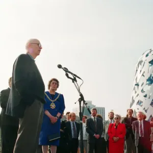 The launch of the sculpture Bottle of Notes, a piece of public art by Claes The launch of the sculpture Bottle of Notes, a piece of public art by Claes