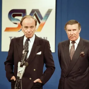 The launch of Sky TV. Rupert Murdoch and Andrew Neil. 5th February 1989 The launch of Sky TV. Rupert Murdoch and Andrew Neil. 5th February 1989