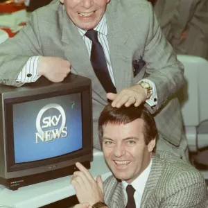 Sky TV Launch Print - Tony Blackburn and Derek Jameson, 5th February 1989 Sky TV Launch Print - Tony Blackburn and Derek Jameson, 5th February 1989