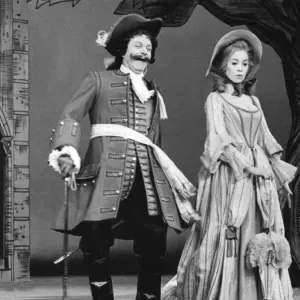 Laurence Olivier in costume acting with understudy in production of The Recruiting Laurence Olivier in costume acting with understudy in production of The Recruiting