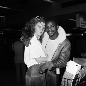 Laurie Cunningham and Nikki Brown at Madrid Airport Print 4th February 1980
