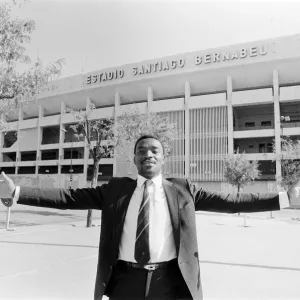 Laurie Cunningham pictured outside the Bernabeu Stadium. Twenty six of October 1982 Laurie Cunningham pictured outside the Bernabeu Stadium. Twenty six of October 1982