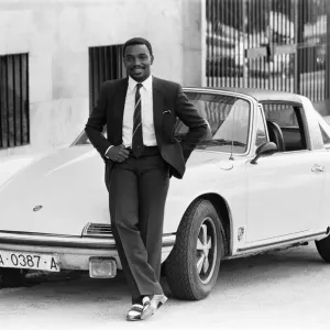 Laurie Cunningham pictured with his Porsche car Mardid Spain. 24rh October 1982 Laurie Cunningham pictured with his Porsche car Mardid Spain. 24rh October 1982