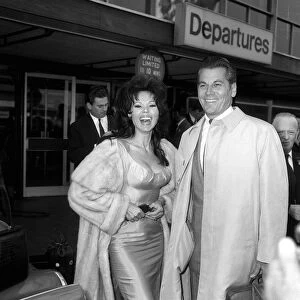 Laya Raki actress and her husband Ron Randell May 1965 at London Airport