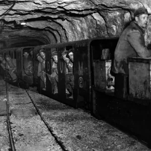 Lead Mine, Rhydymwyn Print - Miners Return to Surface 1938