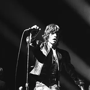 Lead singer Mick Jagger of The Rolling Stones seen here on stage at the Empire Stadium