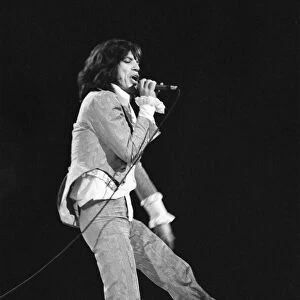 Lead singer Mick Jagger of The Rolling Stones seen here on stage at Earls Court