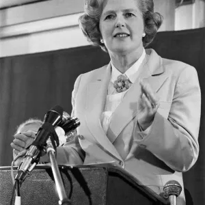 Leader of the Opposition, Mrs Margaret Thatcher speaking at the Coburg Hotel Bayswater