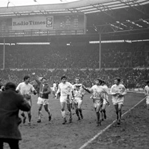 League Cup Final 1969. Arsenal v. Swindon Town. Swindon Town players do a lap of