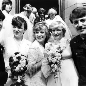 Print of Leah Bell at her sisters' double wedding