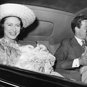 Leaving for the Christening of their daughter are Princess Margaret