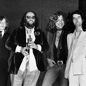 Led Zeppelin with their Ivor Novello Award John Paul Jones Peter Grant Robert Plant Jimmy