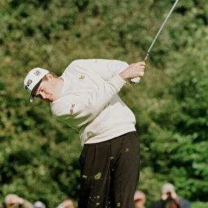 Lee Westwood golfer October 1998 swings his club at Wentworth golf course