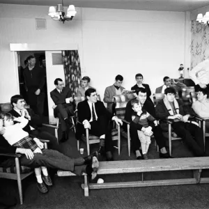 Leeds United players watching a film after a match in the Inter Cities Fairs Cup Leeds United players watching a film after a match in the Inter Cities Fairs Cup