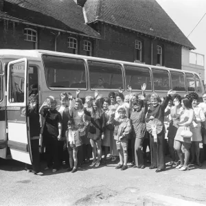 Leeds wives and children board the coach bound for Wembley to watch their husband play Leeds wives and children board the coach bound for Wembley to watch their husband play
