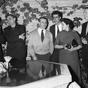 left-right, Bill Hopkins, John Wain, British film and theatre Director Lindsay Anderson left-right, Bill Hopkins, John Wain, British film and theatre Director Lindsay Anderson