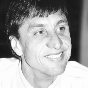 Legendary Dutch footballer Johan Cruyff at press conference on his announcement that he