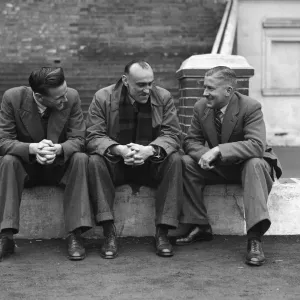 Leicester City footballer Don Revie (left) poses with club directors during a training Leicester City footballer Don Revie (left) poses with club directors during a training